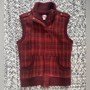 Mossimo Supply Co. Burgundy Plaid Gingham Vest Women’s Large